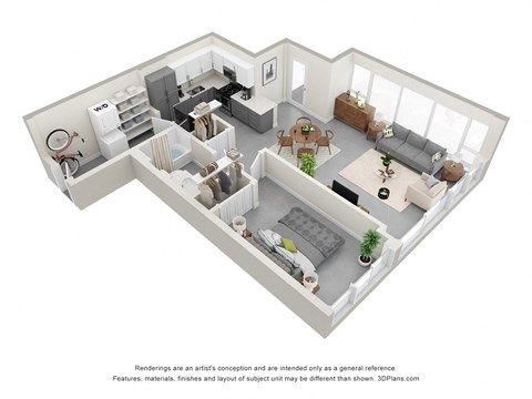 bedroom floor plan an in 3d